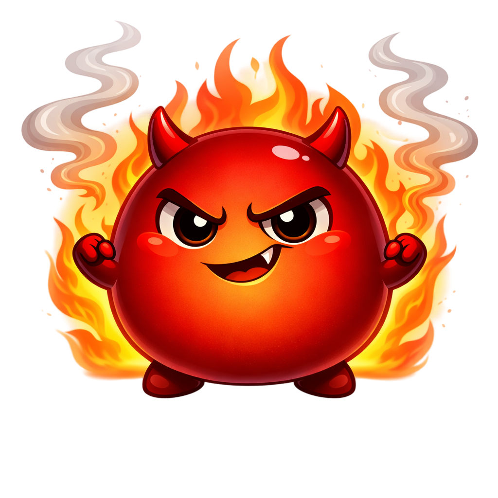 Cravo villain character at full power — surrounded by flames, looking menacing