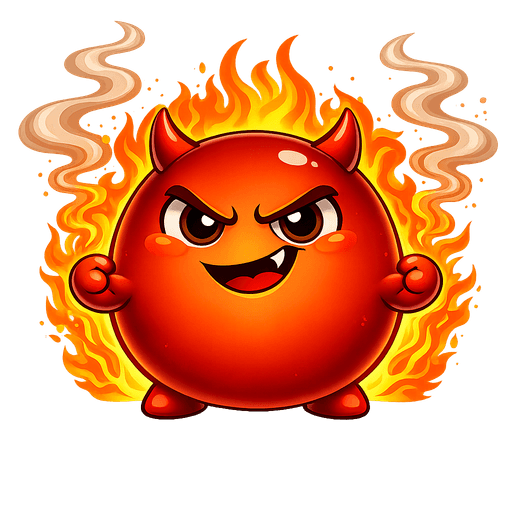 Cravo — the villain character representing your nicotine craving, at full power surrounded by flames